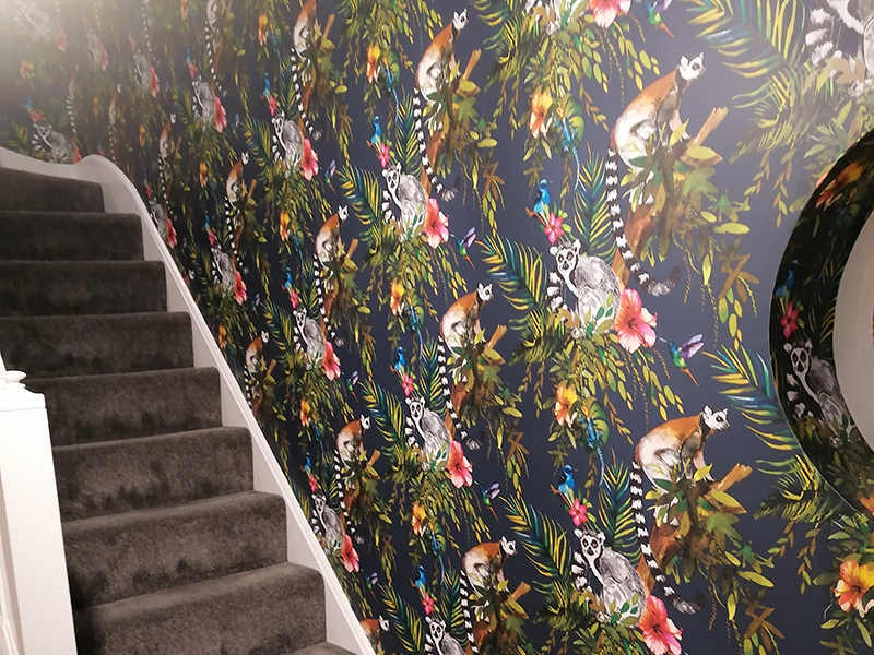 wallpapering stairs hall landing